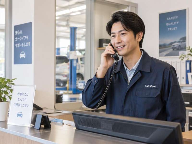 カーエアコンの緊急点検に対応するスタッフ